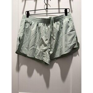 Asics Shorts Womens XL Green Running Activewear 2 in 1 Elastic Waist Lined Woven